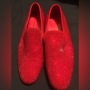 Moretti Red Rhinestone Loafers